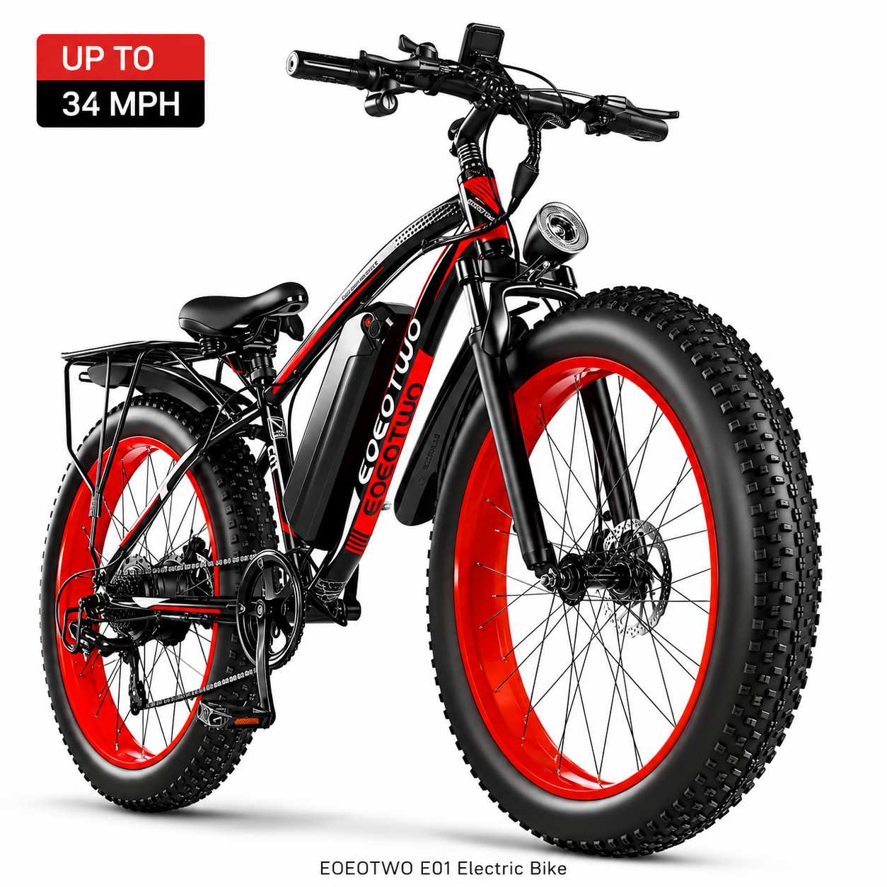 EOEOTWO 26" Fat Tire Electric Bike for Adults, 1000W Motor 1500W Peak, 48V 15Ah