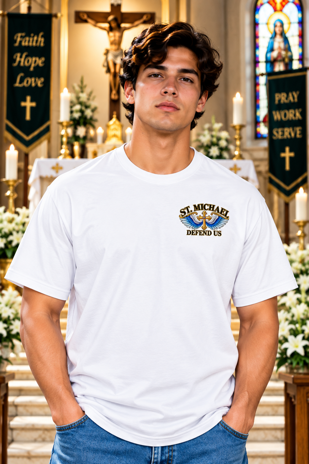 St. Michael the Archangel - Essential Cotton T-Shirt White