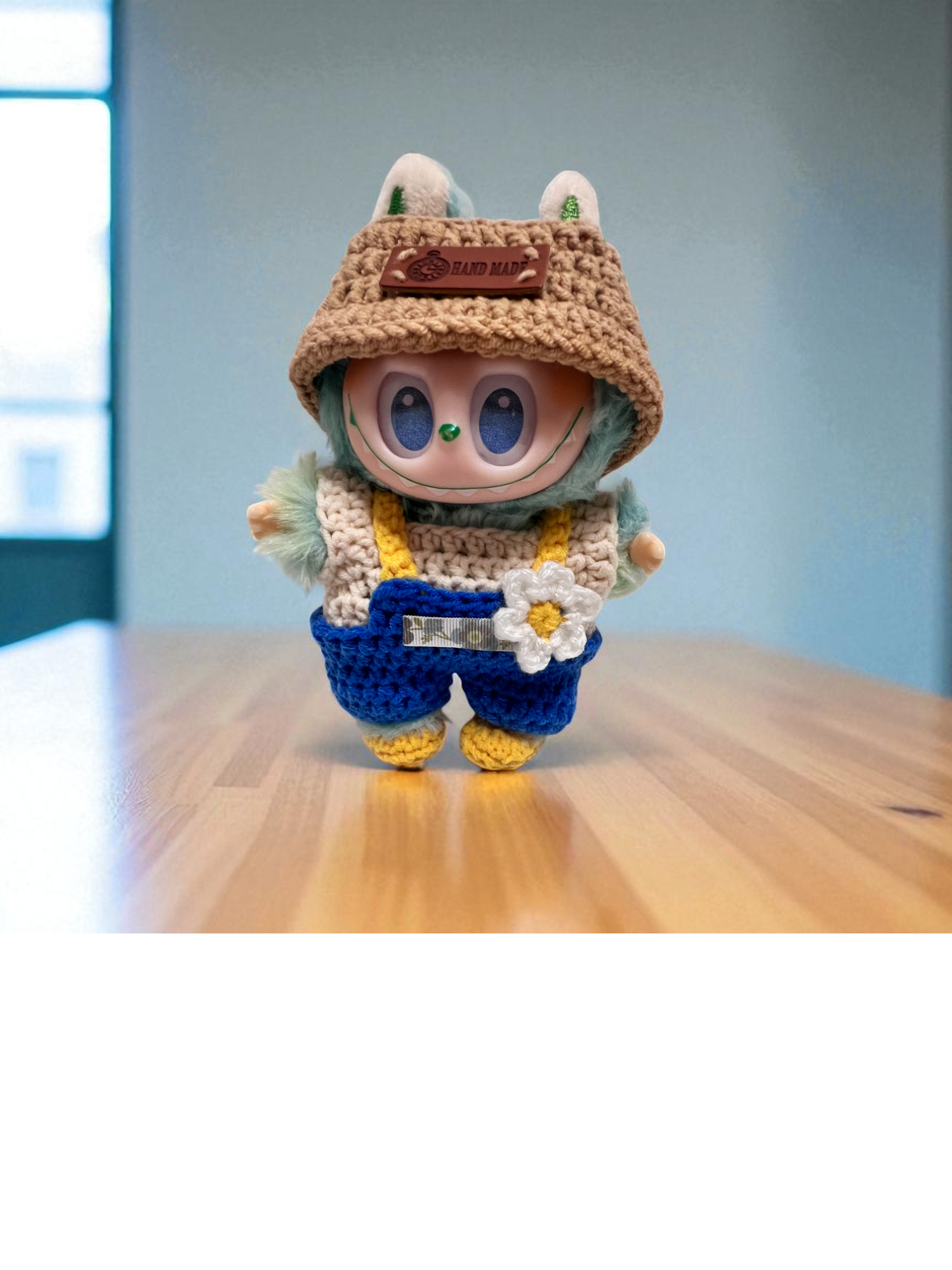 Daisy Days Labubu Outfit – Handmade Overalls & Hat by Creative Hooks