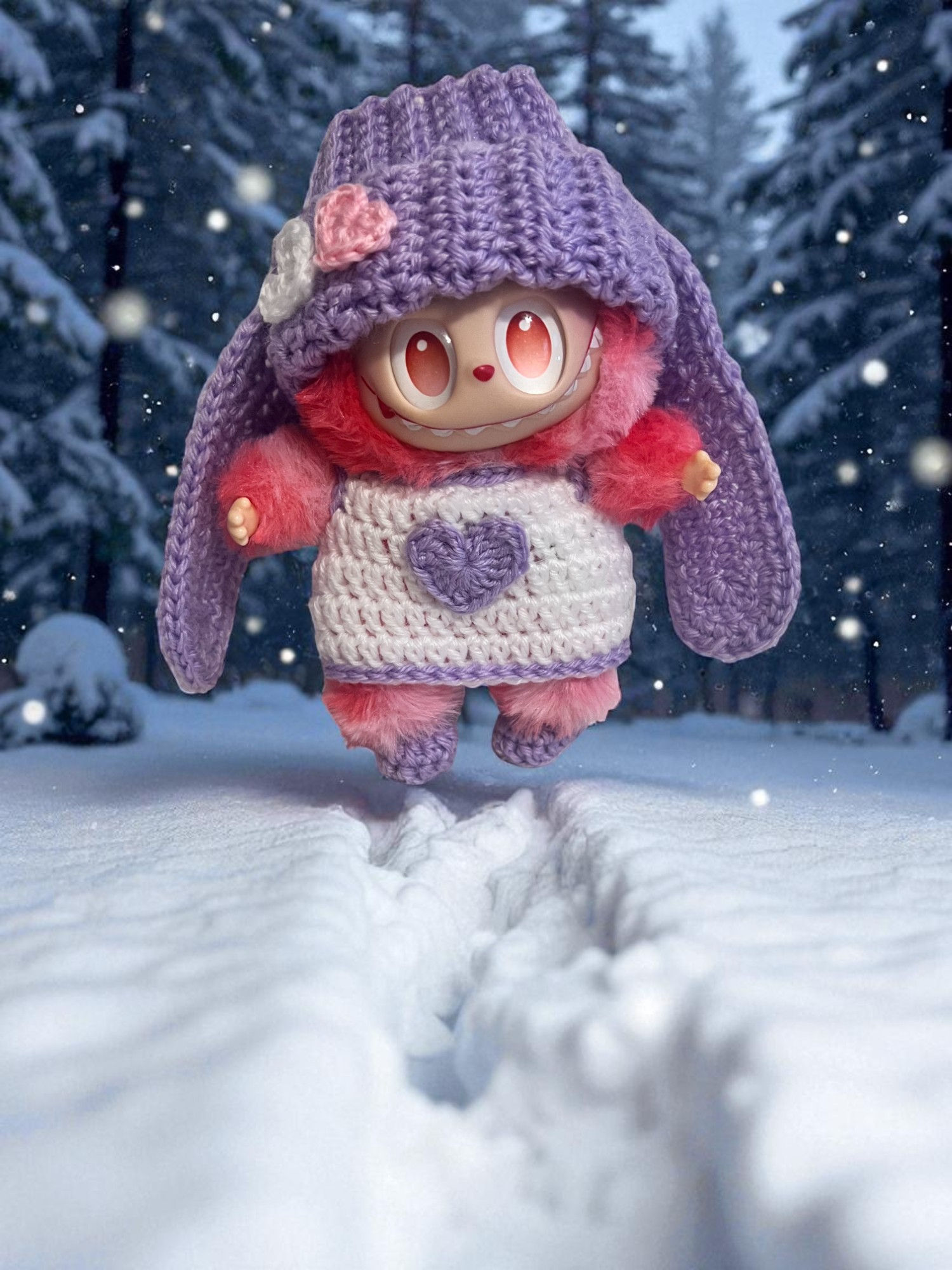 Labubu Cozy Sweater Set – Lavender Love Edition