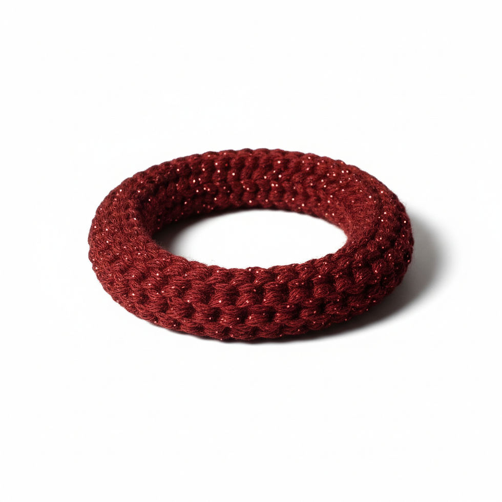 Thumbnail: Handcrafted crochet red bangle, a custom crochet accessory by Creative Hooks.