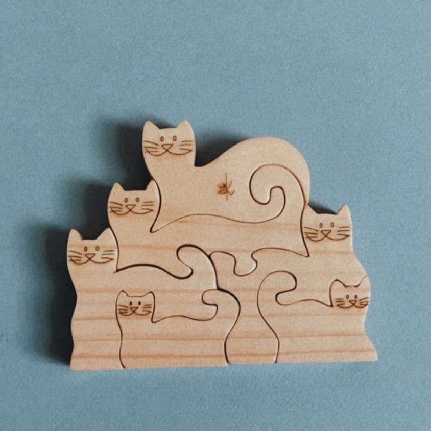 Thumbnail: Rompecabezas de Madera gatos 6 piezas, Montessori