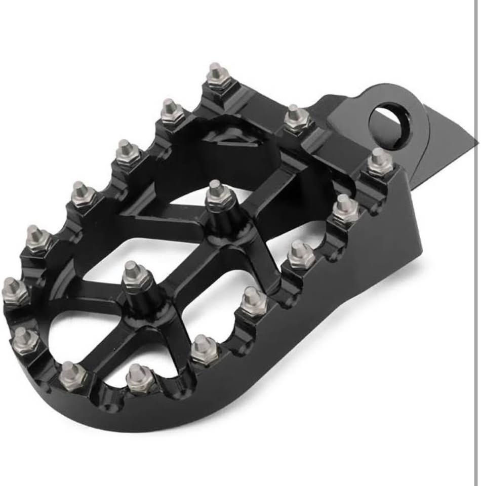 Thumbnail: Black metal motorcycle foot peg with multiple studs for secure grip