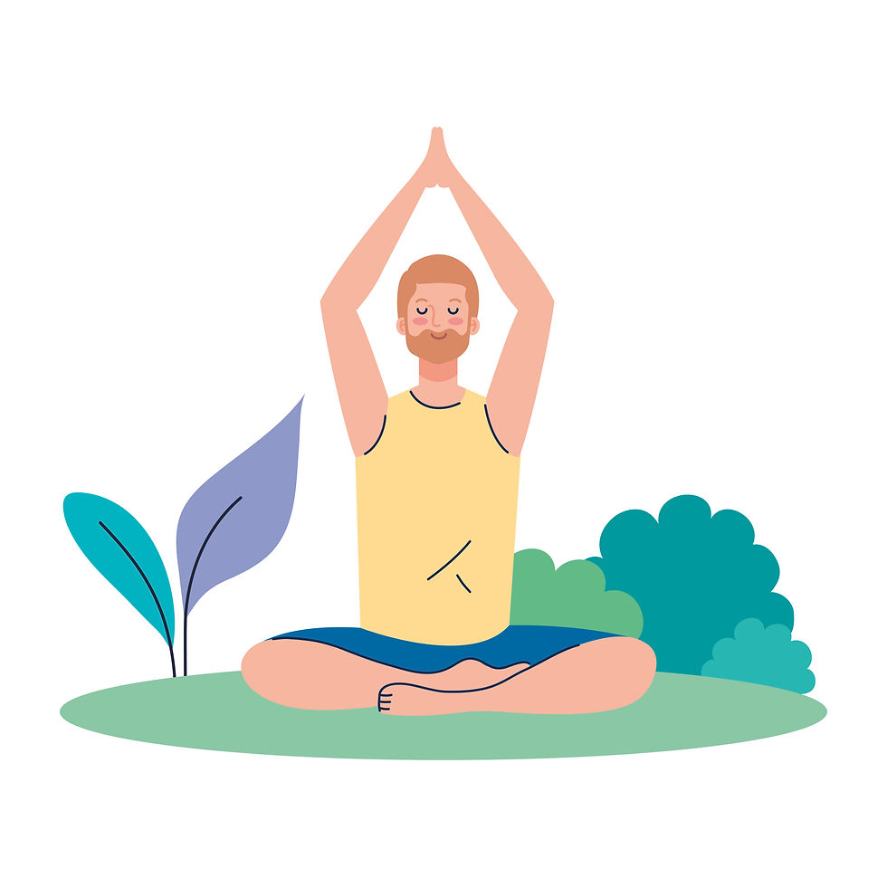 Man meditating on grass