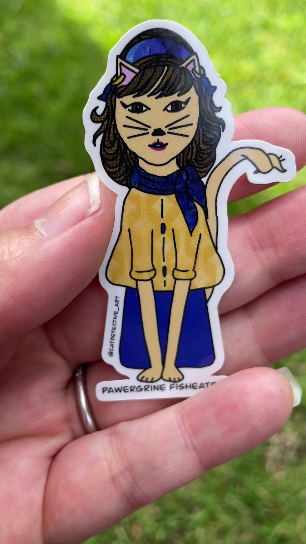 Thumbnail: Pawergrine Fisheater - Cat Detective  - Vinyl Sticker