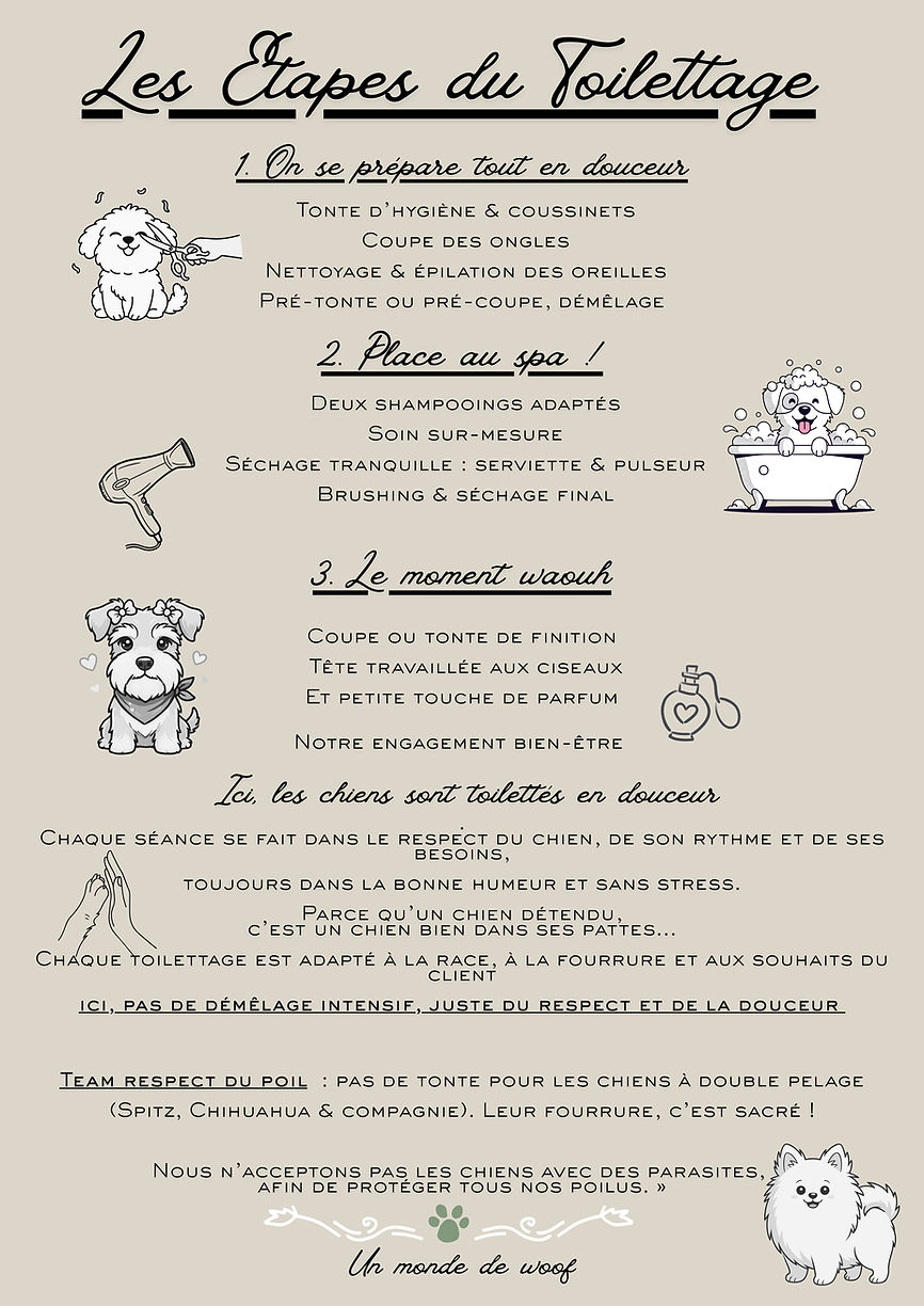 Les Étapes du Toilettage 1. On se prépare tout en douceur