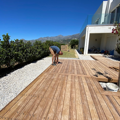 Montage Holzterrasse aus IPE, Kreta
