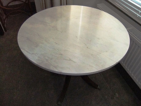 MDF table top painted as Carrara marble.
