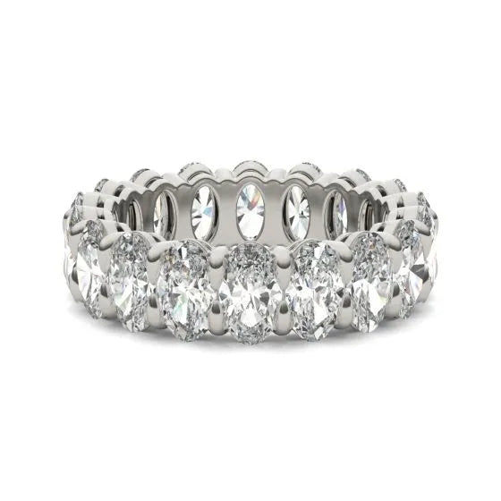 Thumbnail: 4 CTW Oval Lab Grown Diamond Couture Classic Eternity Ring 14K White Gold (G-Vs)