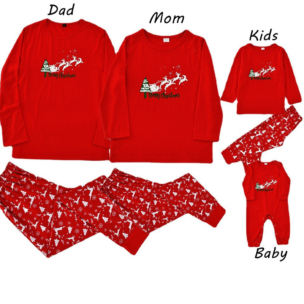 Thumbnail: Baby Kids Christmas Pajamas Pyjams Family Matching Boy Girls Deer Santa Claus