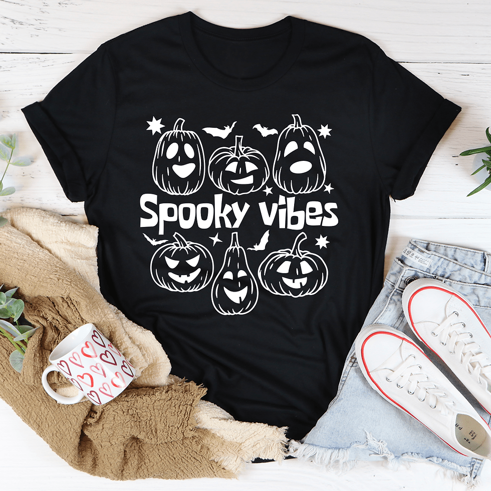 Thumbnail: Spooky Vibes Pumpkin Halloween Graphic Tee