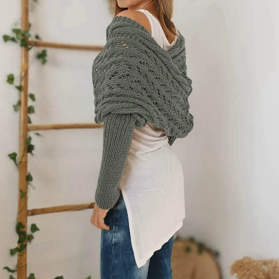 Thumbnail: Autumn Winter Women'S Knitted Shawl Scarf with Long Sleeve Outdoor Warm Soft Win