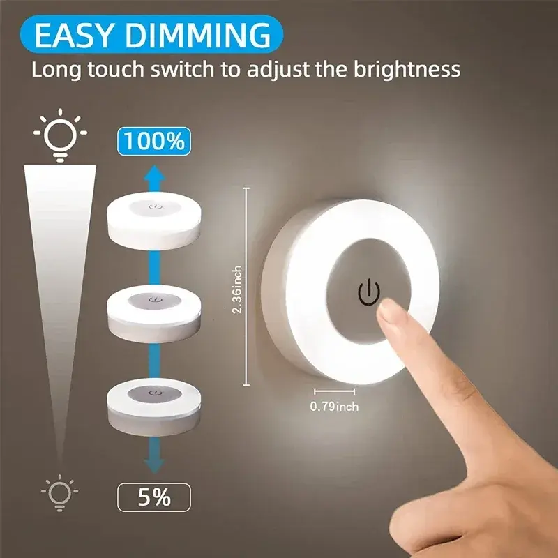 Thumbnail: Mini LED Touch Sensor Night Lights USB Rechargeable Kitchen Bedroom Magnetic