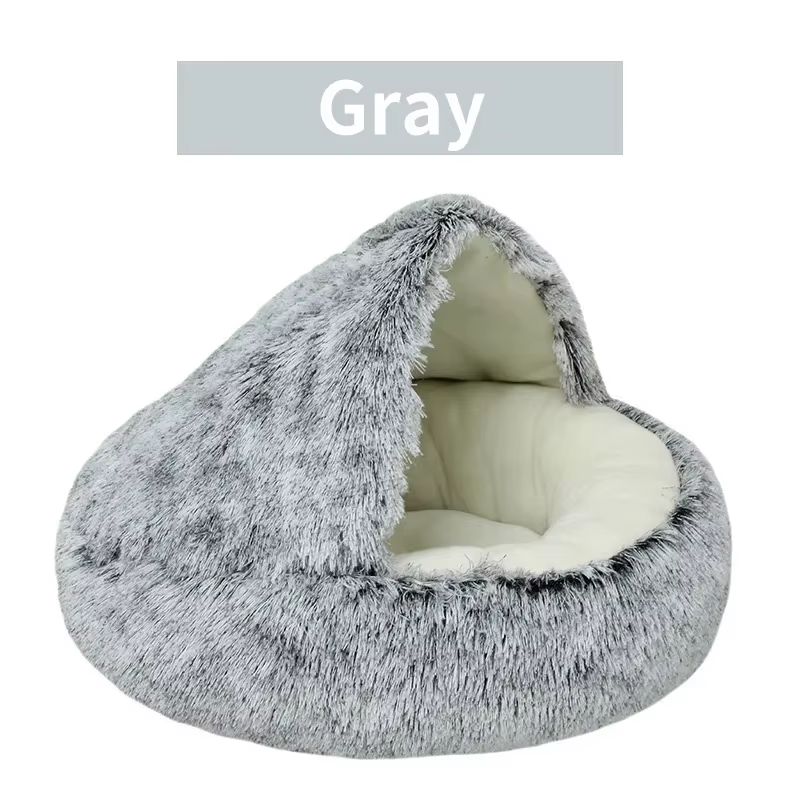 Thumbnail: Winter Plush Pet Cat Bed round Cat Cushion Cat House 2 in 1 Warm Cats Basket Pet