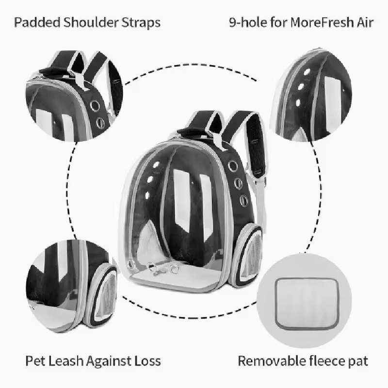 Thumbnail: Astronaut Window Dog Cat Carrier Breathable Transparent Backpack Pet Travel Bag