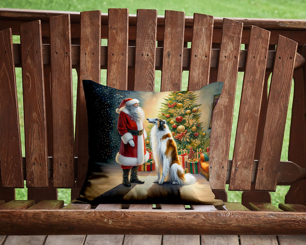 Thumbnail: Borzoi and Santa Claus Throw Pillow