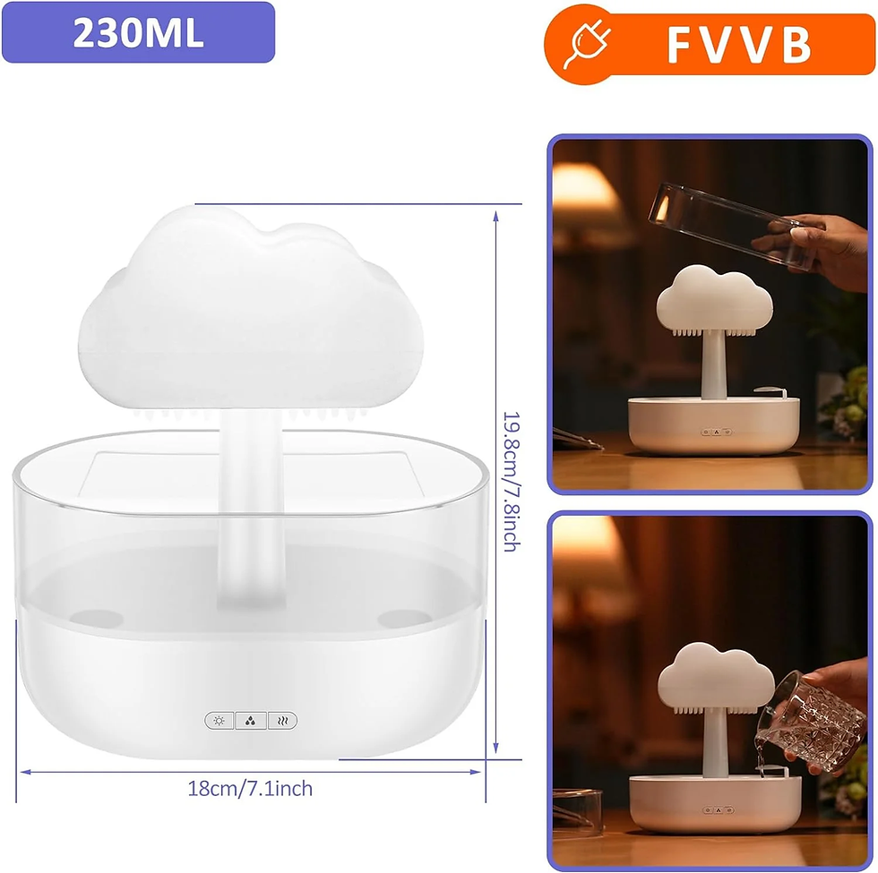 Thumbnail: Rain Cloud Humidifier Water Drip, 7 Color Lights Mushroom Rain Cloud Diffuser, T
