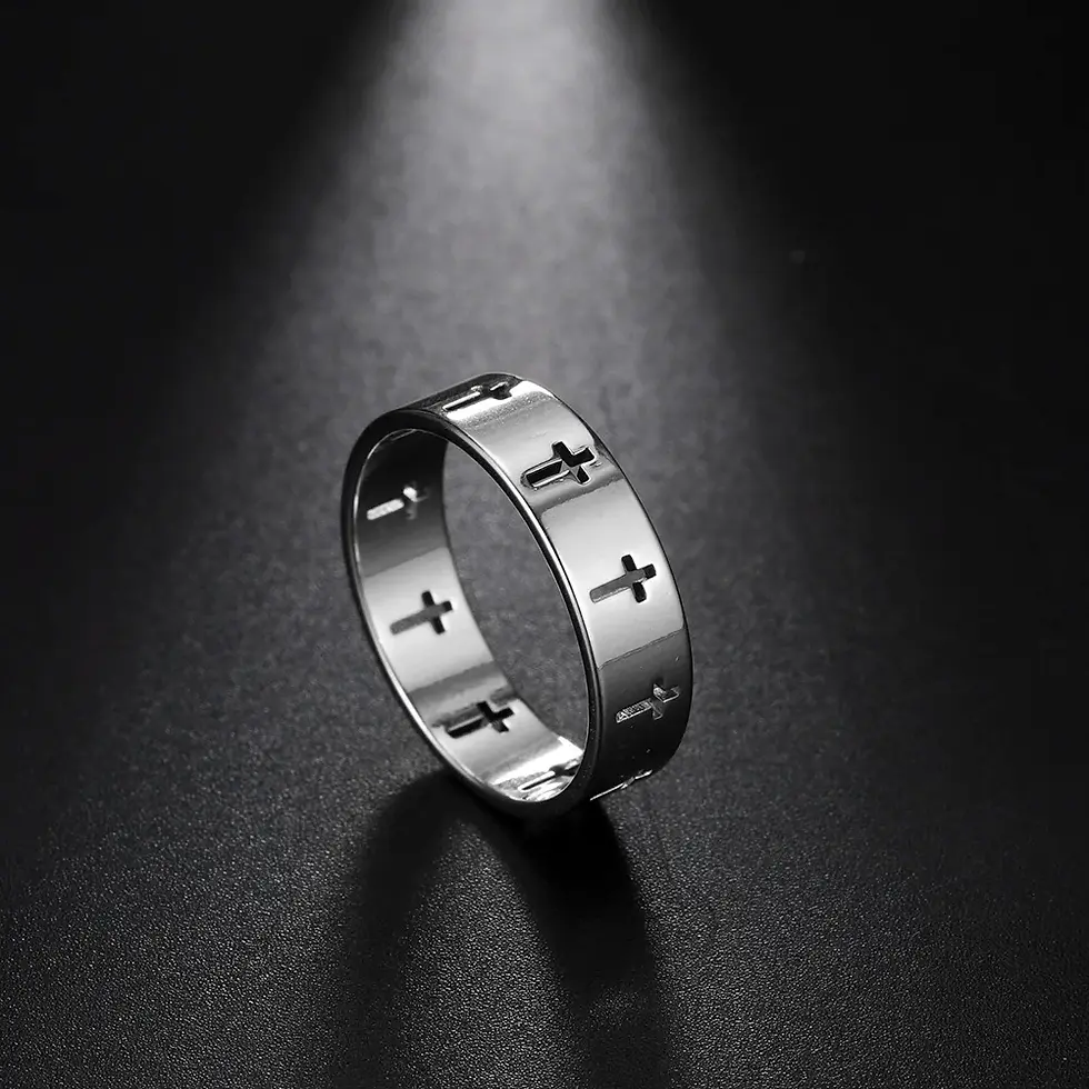 Skyrim Hollow Cross Men's Ring Women Supernatural Jesus Stainless Steel