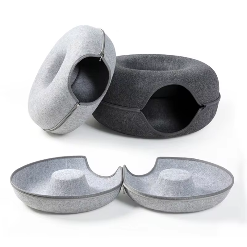 Thumbnail: Donut Pet Cat Tunnel Interactive Play Toy Cat Bed Dual Use Ferrets Rabbit Bed Tu