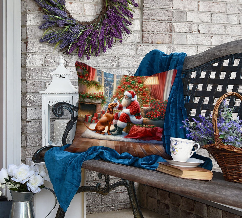 Thumbnail: Vizsla and Santa Claus Throw Pillow
