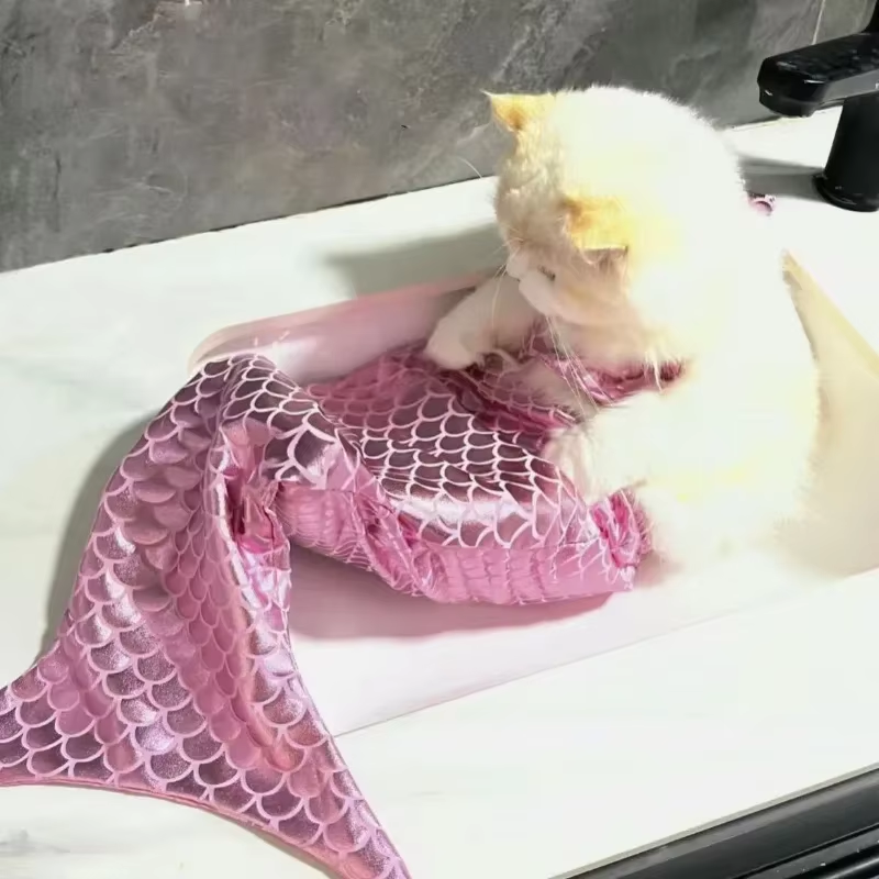 Thumbnail: Pet Cat Mermaid Pet Costume Dog Dresses Funny Swimsuit Fish Tail Design Cute Bik