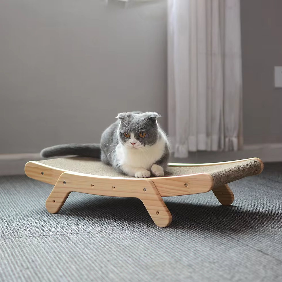Thumbnail: Wooden Cat Scratcher Scraper Detachable Lounge Bed 3 in 1 Scratching Post for Ca