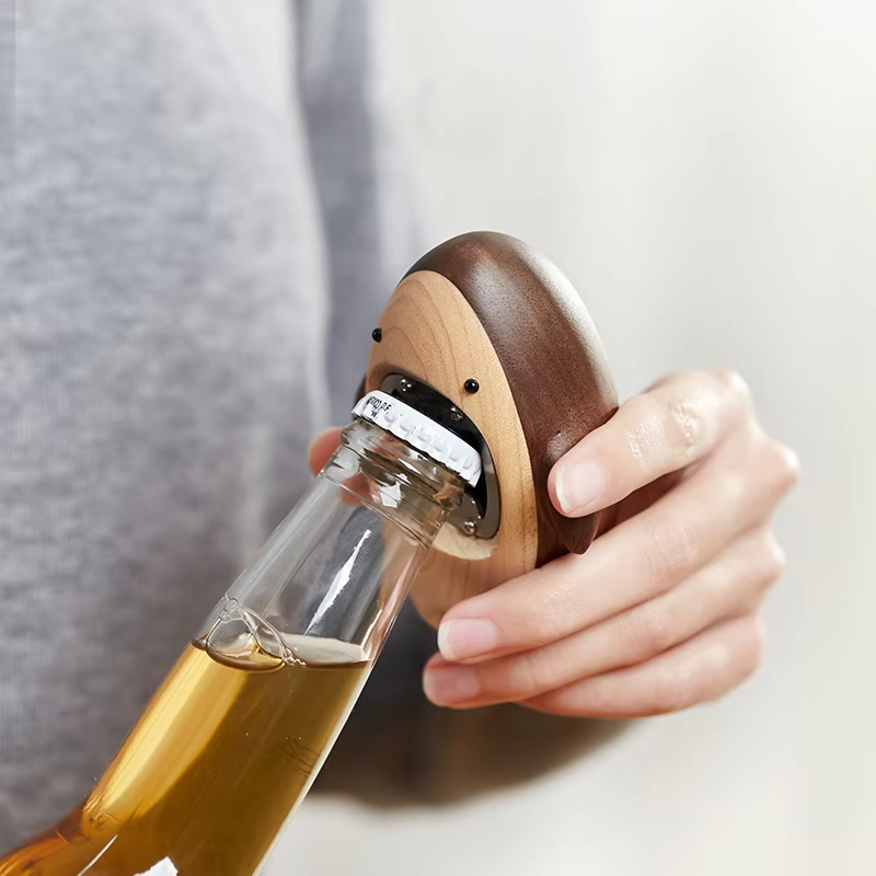Thumbnail: Creative Wooden Shark Ornament Beer Bottle Opener Statue Portable Corkscrew Wine