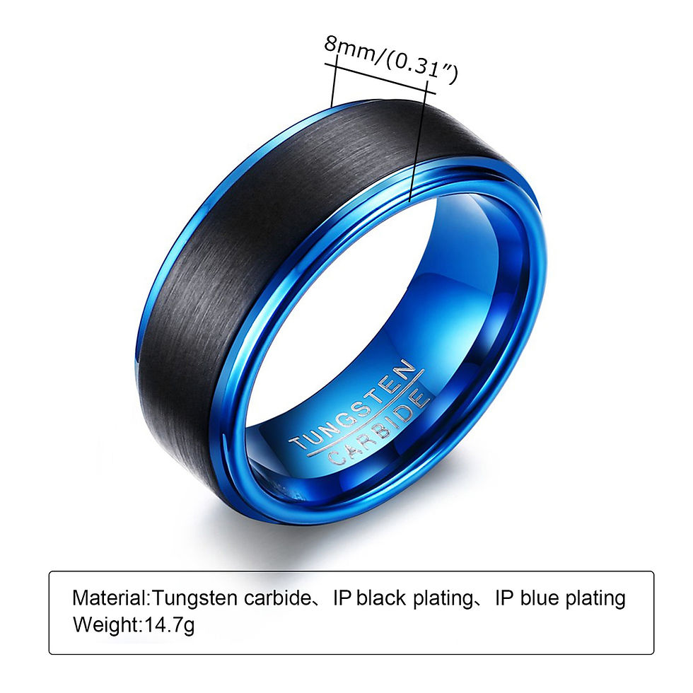 Thumbnail: POYA Tungsten Blue Rings for Men Jewelry Classical Men's 8mm Two Tones