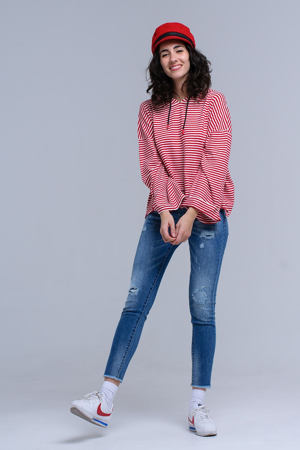 Thumbnail: Distressed Skinny Jeans With Fringes
