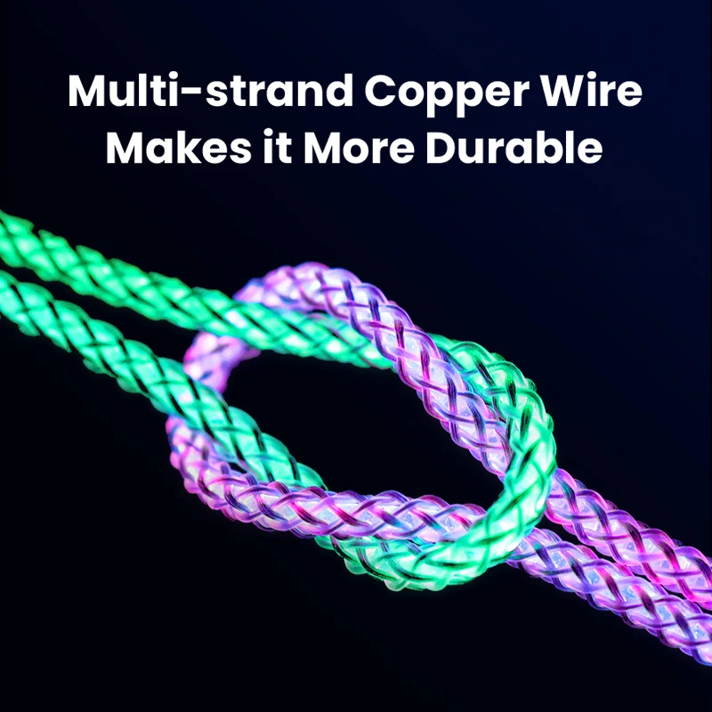 Thumbnail: Fast Charging RGB Cable 100W Breathing Light 66W Type C USB C Data Cable for Iph