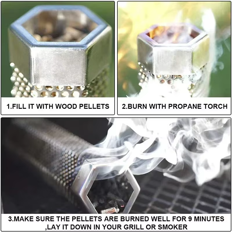 Thumbnail: 6/12 Inch BBQ Stainless Steel Smoker Grill Tube Perforated Mesh Filter Gadget Pe