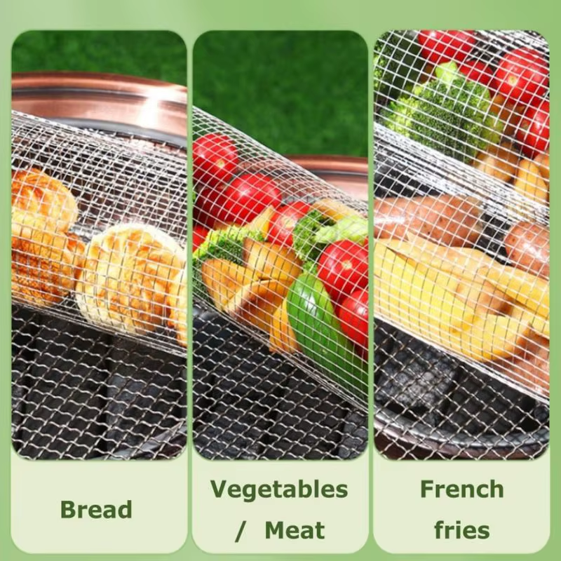 Thumbnail: 1Pc Barbecue BBQ Grilling Basket Stainless Steelgrilling Baskets Portable Outdoo