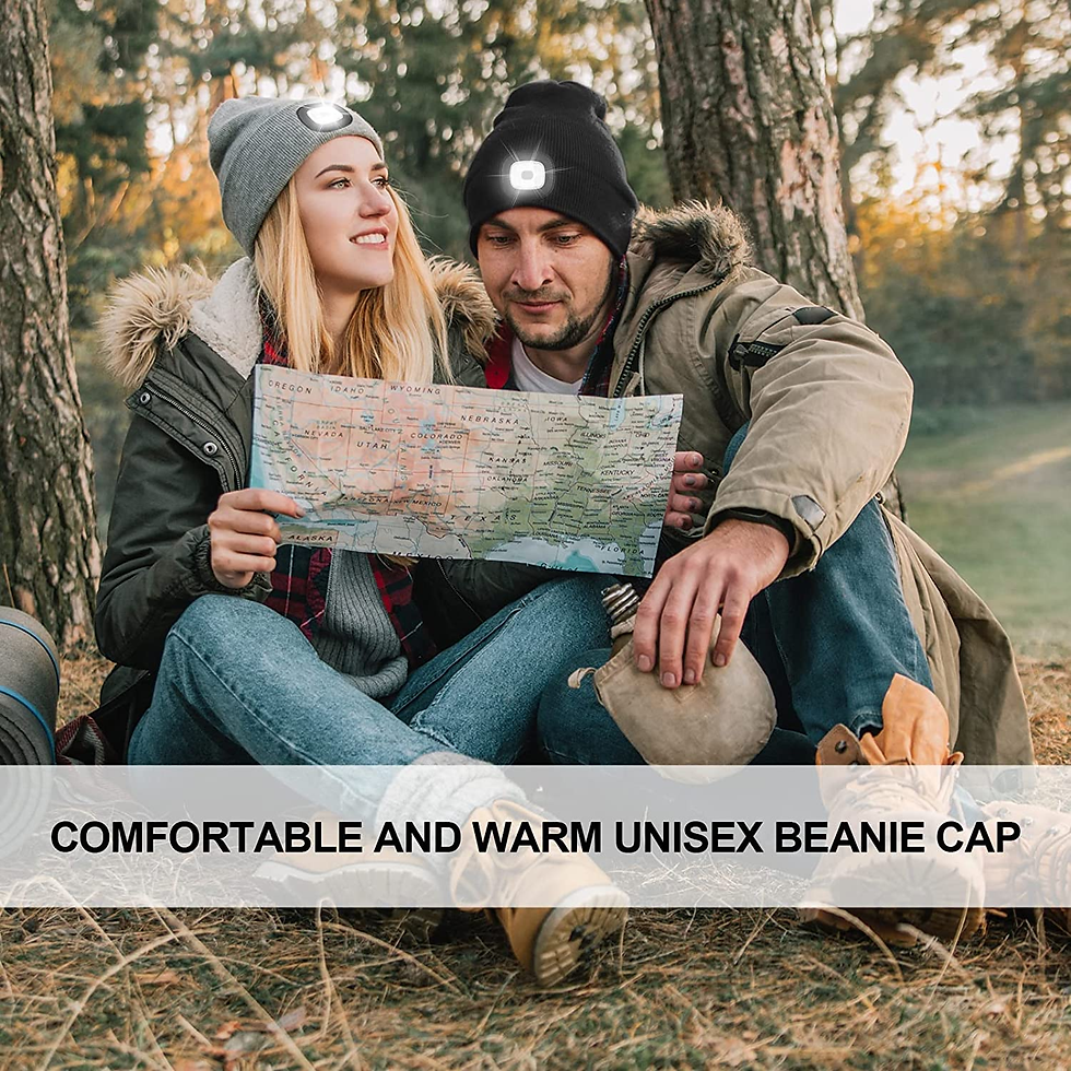 Thumbnail: LED Lighted Beanie, Unisex Warm Knitted Hat, Rechargeable Headlamp Cap for Outdo