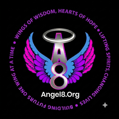 Angel 8 Wings of Unity emblem with colorful wings and the number 8