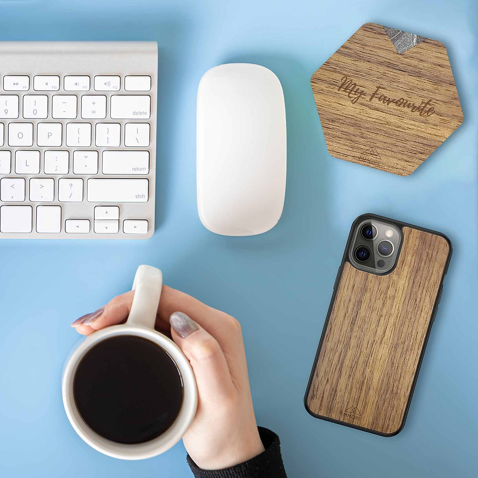 Thumbnail: PERSONALIZED Wooden Coasters - American Walnut / Set of 4 Coasters