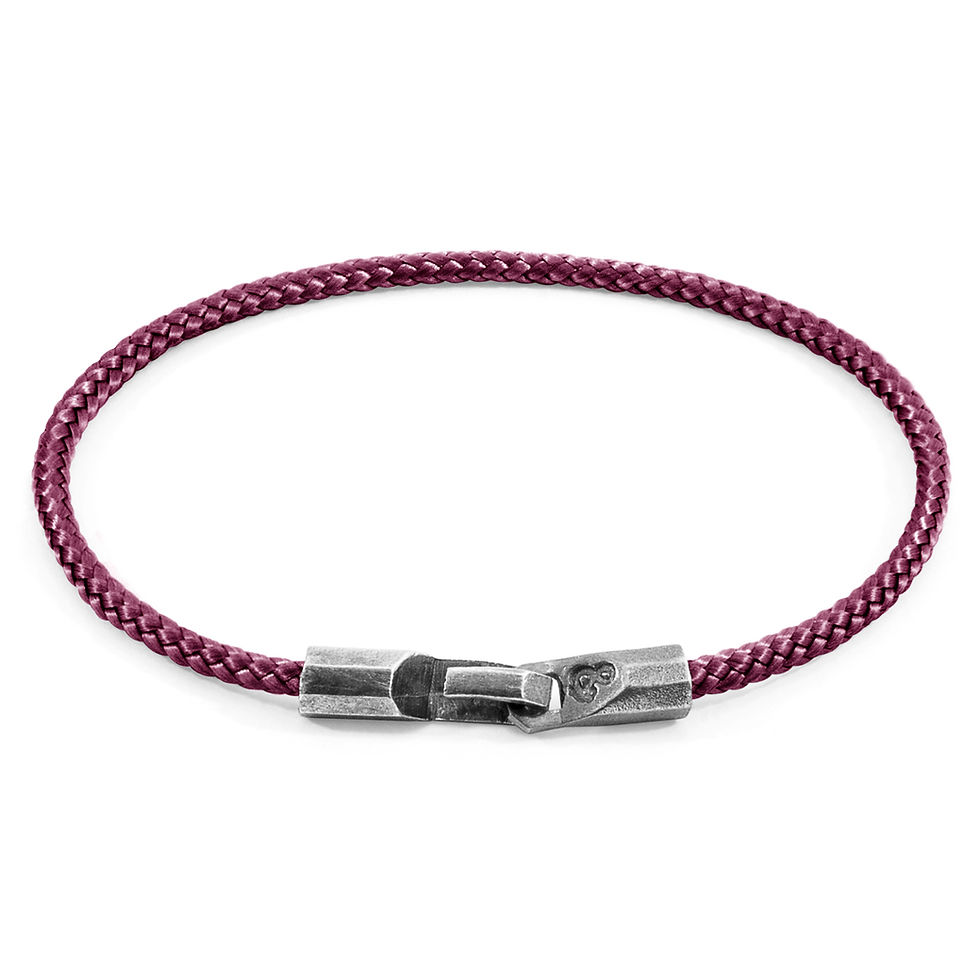 Thumbnail: Aubergine Purple Talbot Silver and Rope Bracelet