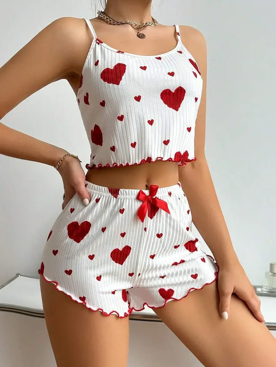 Miniatura: Women's Polyester Pajamas Set Sleeveless Tank Top and Shorts