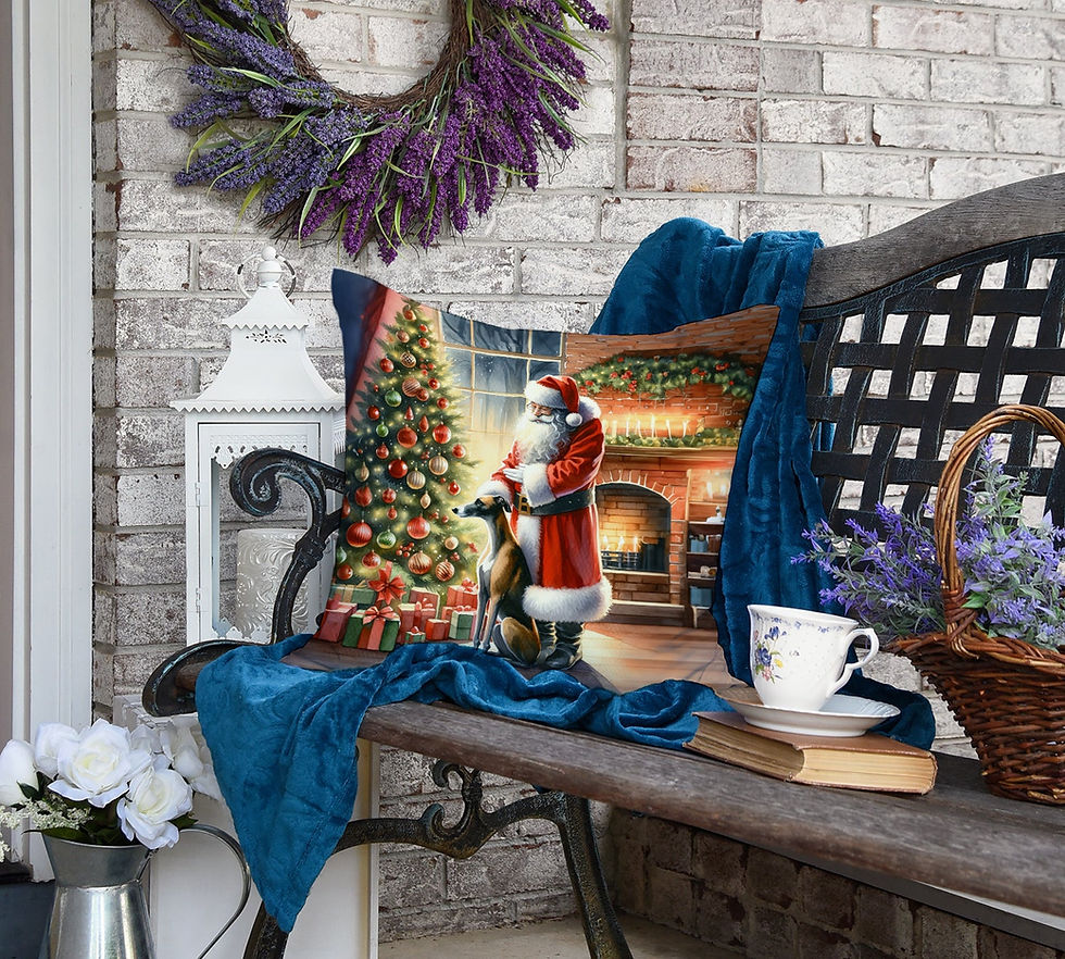 Thumbnail: Greyhound and Santa Claus Throw Pillow