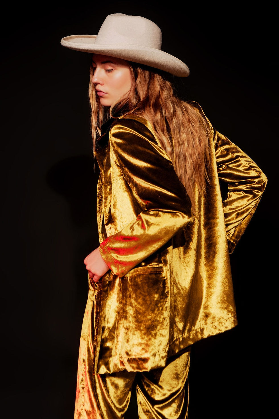 Thumbnail: Lime Green Velvet Oversized Blazer