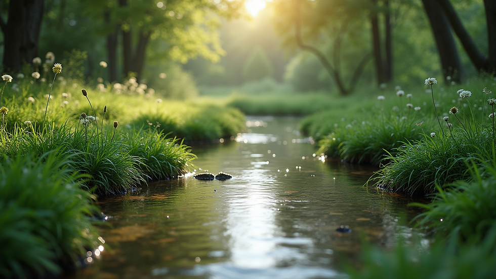 High angle view of a tranquil nature scene with flowing water