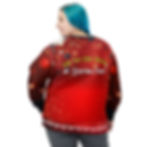 Back view of a plus-size woman wearing a unisex plus-size Christmas sweatshirt for sale online