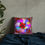 Thumbnail: Back view of 22 x 22 inches premium pillow designed with colorful flowers on display in online shop