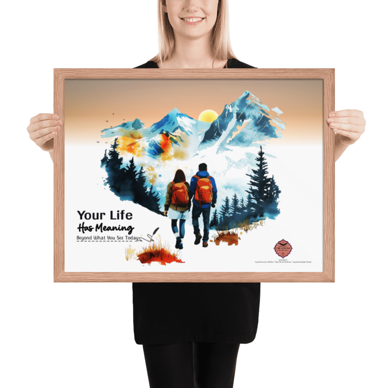 A lady holding a 24 x 30 inches inspirational wall art available for sale online at gracefultshirts.com