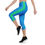 Thumbnail: Left-side view of a lady wearing custom made sky blue leggings with a rose raising left leg