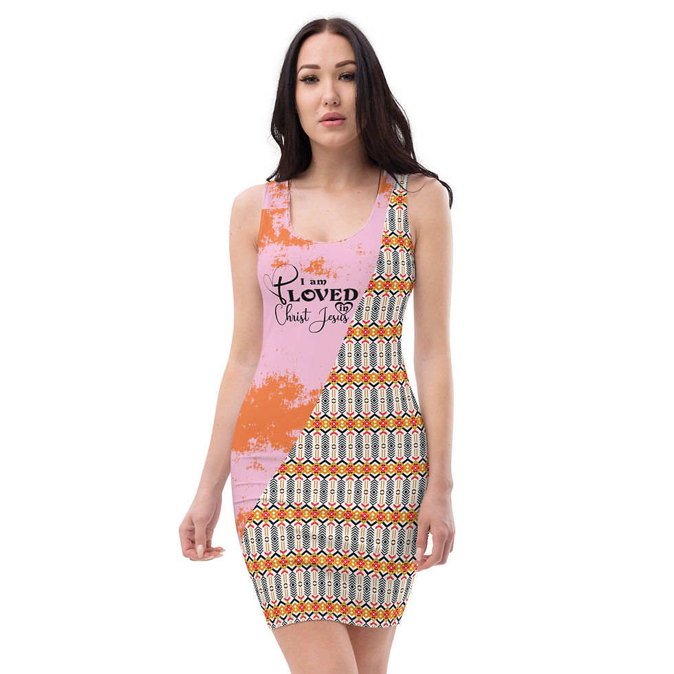 Front view of a lady dressed in African fabric print bodycon dress