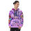 Thumbnail: A man wearing custom design hoodie with floral patterns and Biblical inscription looking towards the left