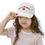 Thumbnail: A young girl wearing a white baseball cap embroidered with Merry Christmas holding the visor