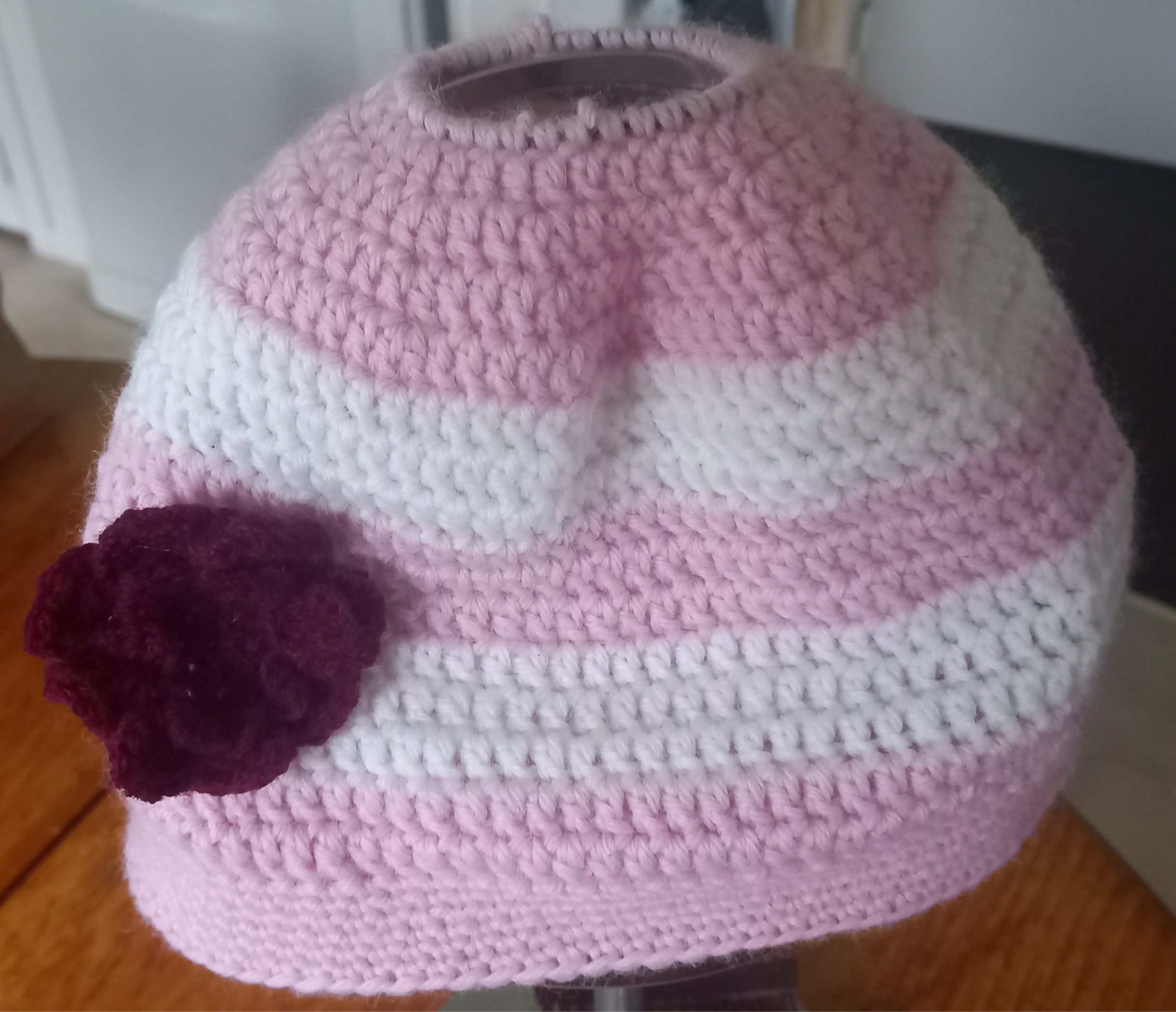 Messy Bun Hat with a Flower