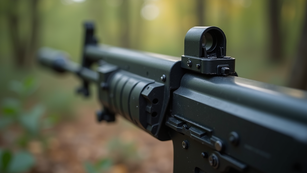 Eye-level view of Vorsk VMP-1 SMG with magazine inserted