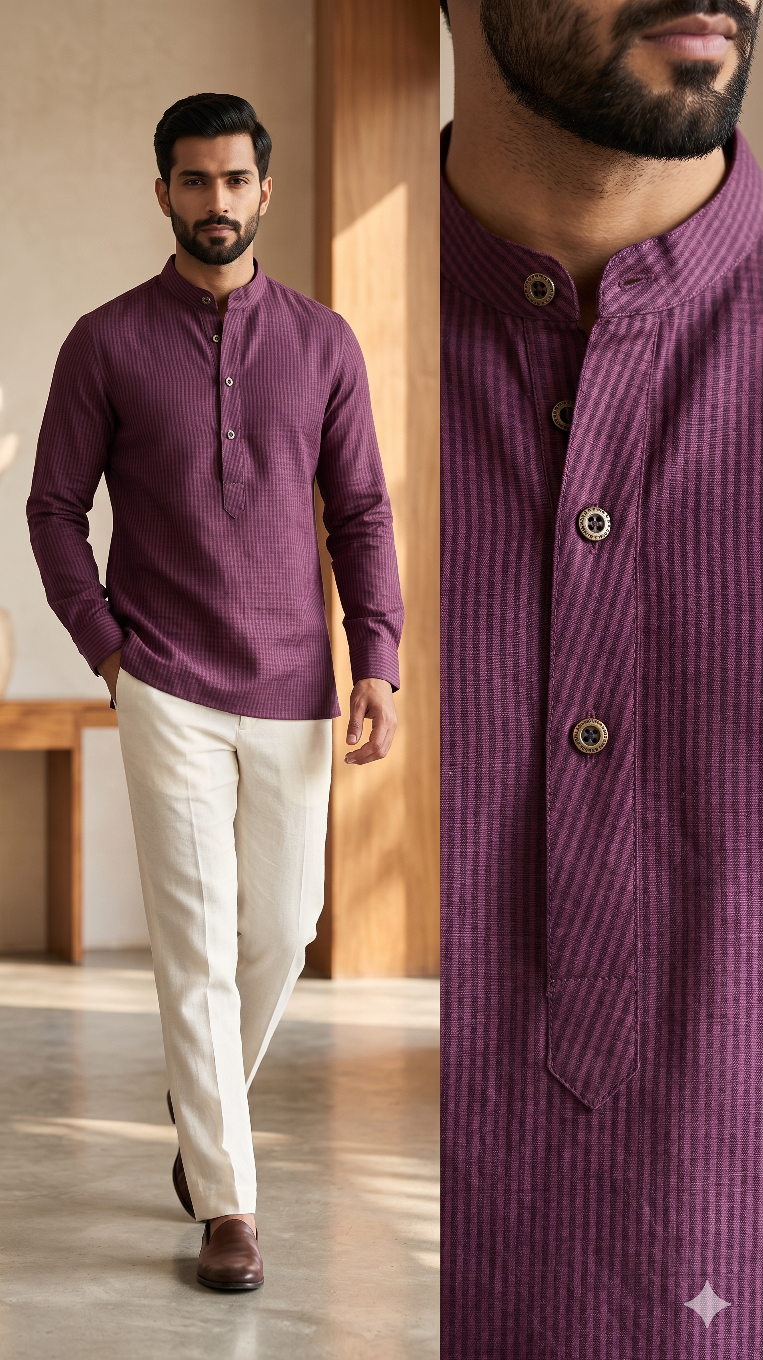 SHORT KURTA GRAMMARLINEN MAROON